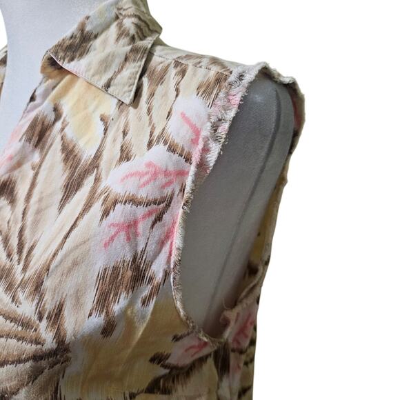 Gloria Vanderbilt Casual Floral Sleeveless Button Up Blouse Size Petite Med - Picture 6 of 7